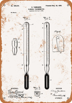 1899 Clinical Thermometer Patent - Metal Sign