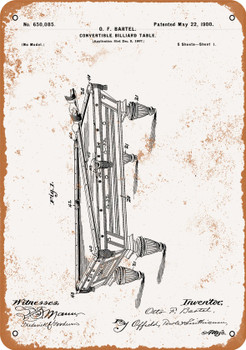 1900 Billiard Table Patent - Metal Sign