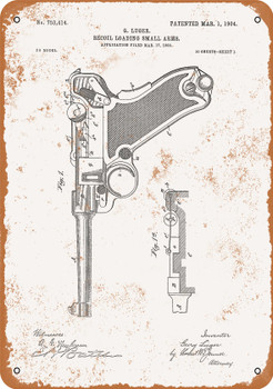1904 Luger Pistol Patent - Metal Sign