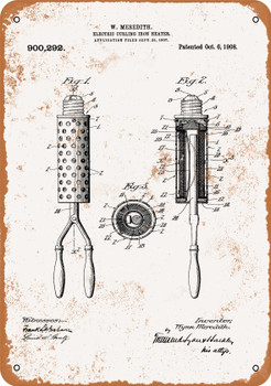 1908 Electric Curling Iron Patent - Metal Sign