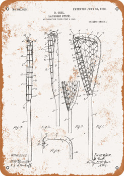 1908 Lacrosse Stick Patent - Metal Sign