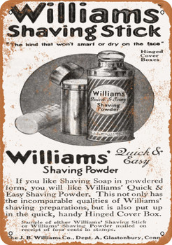 1910 Williams' Shaving Stick and Powder - Metal Sign