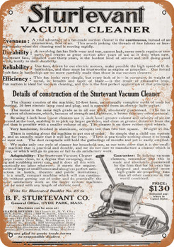 1910 Sturtevant Vacuum Cleaners - Metal Sign