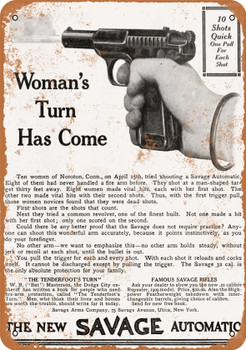 1910 Savage .32 Automatic Pistols for Women - Metal Sign