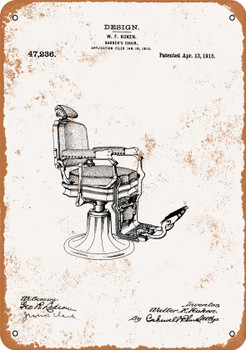 1915 Barber Chair Patent - Metal Sign