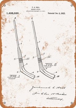1922 Goaltender Hockey Stick Patent - Metal Sign