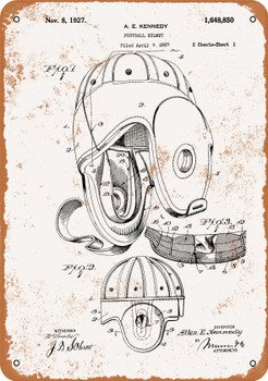 1927 Football Helmet Patent - Metal Sign