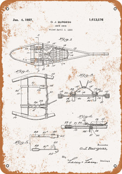 1927 Snowshoe Patent - Metal Sign