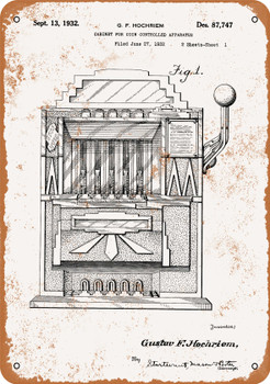 1932 Slot Machine Patent - Metal Sign