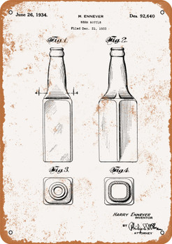 1932 Beer Bottle Patent - Metal Sign