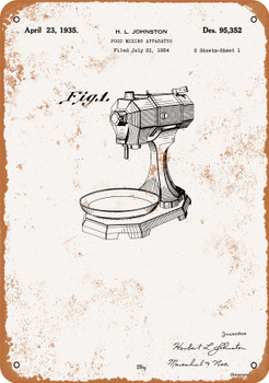 1935 Food Mixer Patent - Metal Sign