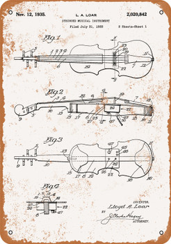 1935 Violin Patent - Metal Sign