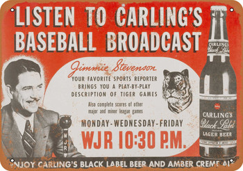 1935 Carling's Black Label Beer Detroit Tigers - Metal Sign