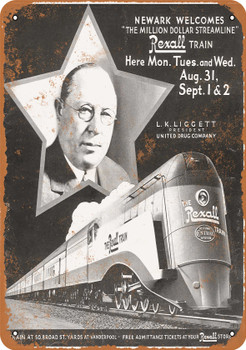 1936 New York Central Rexall Drug Streamliner Train - Metal Sign