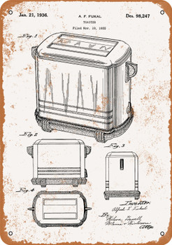 1936 Toaster Patent - Metal Sign