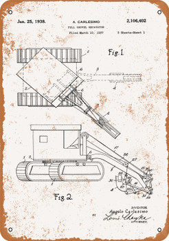 1938 Full Shovel Excavator Patent - Metal Sign