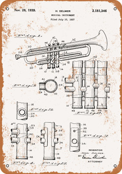 1939 Selmer Trumpet Patent - Metal Sign