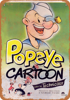 1943 Popeye Cartoon - Metal Sign