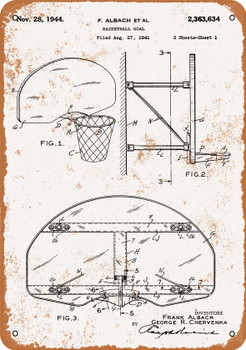 1944 Basketball Goal Patent - Metal Sign