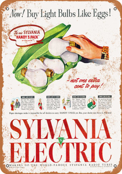 1945 Sylvania Light Bulbs in Egg Cartons - Metal Sign