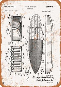 1950 Surfboard Patent - Metal Sign