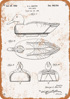 1952 Duck Decoy Patent - Metal Sign