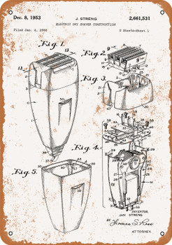 1953 Electric Shaver Patent - Metal Sign