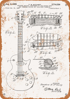 1955 Electric Guitar Patent - Metal Sign