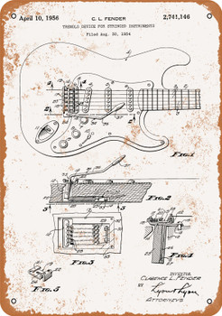 1956 Fender Electric Guitar Tremolo Patent - Metal Sign