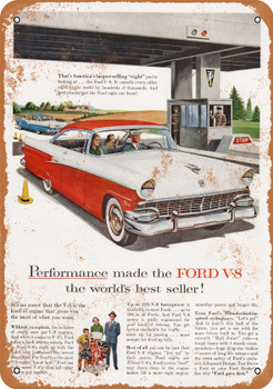 1956 Ford V-8 Automobiles - Metal Sign