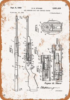 1960 M16 Rifle Patent - Metal Sign