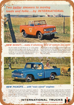 1961 International Scout and Pickup Trucks - Metal Sign