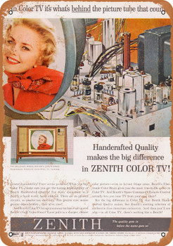 1962 Zenith Color Television Tubes - Metal Sign