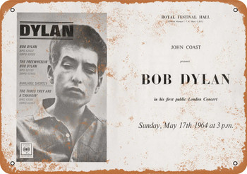 1964 Bob Dylan First London Concert - Metal Sign