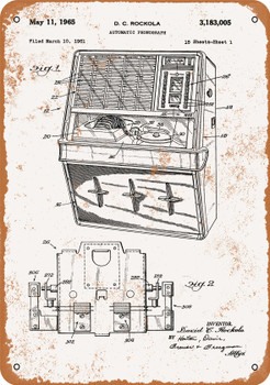 1965 Rockola Jukebox Patent - Metal Sign