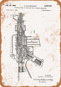 1966 Selective Fire M16 Patent - Metal Sign