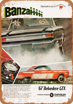 1967 Plymouth Belvedere GTX 2 - Metal Sign
