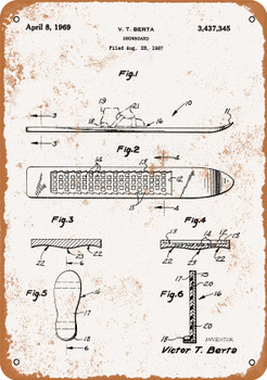 1969 Snowboard Patent - Metal Sign