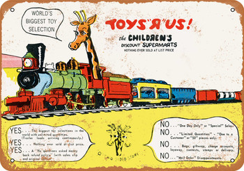1969 Toys 'R' Us for Children Metal Sign