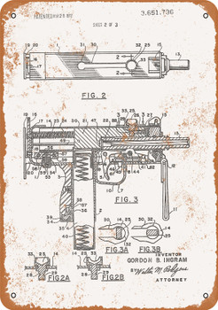1972 Ingram Mac-10 Patent - Metal Sign
