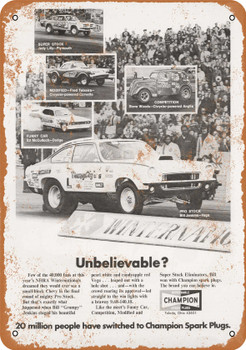 1972 Champion Spark Plugs and Racing - Metal Sign