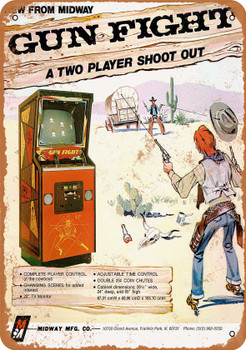 1975 Gun Fight Video Game - Metal Sign