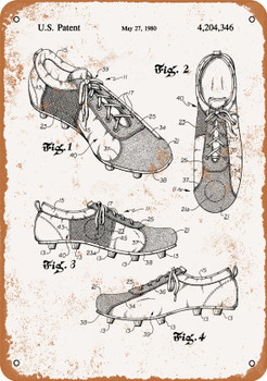 1980 Soccer Shoes Cleats Patent - Metal Sign