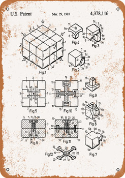 1983 Rubik's Cube Patent - Metal Sign