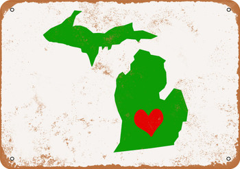 Love Heart Michigan Metal Sign