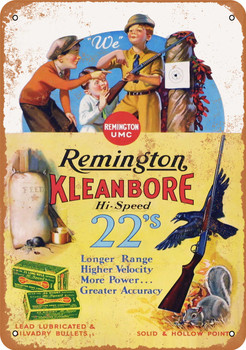 1934 Remington Kleanbore 22 Caliber Bullets - Metal Sign