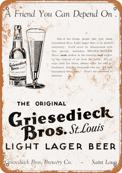1939 Griesedieck Light Lager Beer - Metal Sign