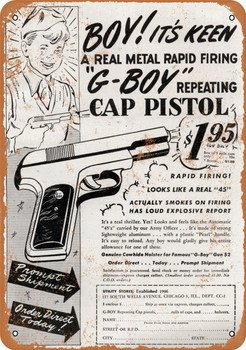 1946 G-Boy 45 Automatic Cap Pistol - Metal Sign