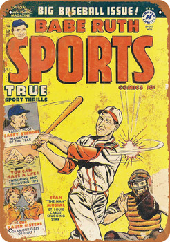 1950 Babe Ruth Sports Magazine - Metal Sign