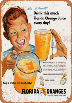 1951 Florida Orange Juice - Metal Sign